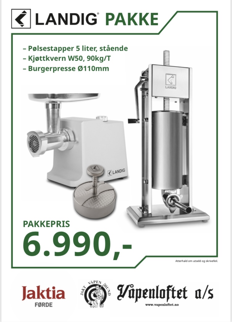 Landig Pakke-Kjøttkvern-Hamburgerpresse- Pølsestapper 5 Liter